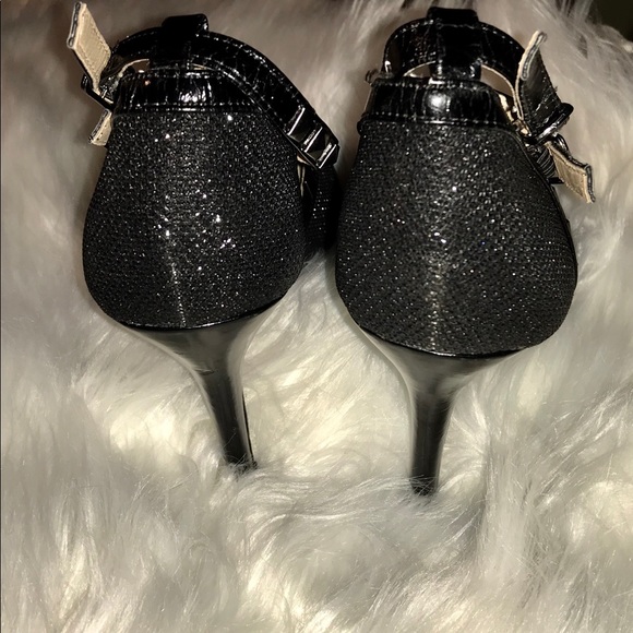 etcetera! BLK SPARKLY HEELS W/ STRAPS 7/8 - Picture 4 of 8